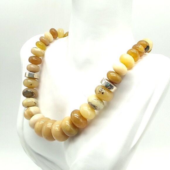 Jay King DTR 925 Necklace Sterling Graduated Yellow Jasper Rondelle Beads - Picture 14 of 16